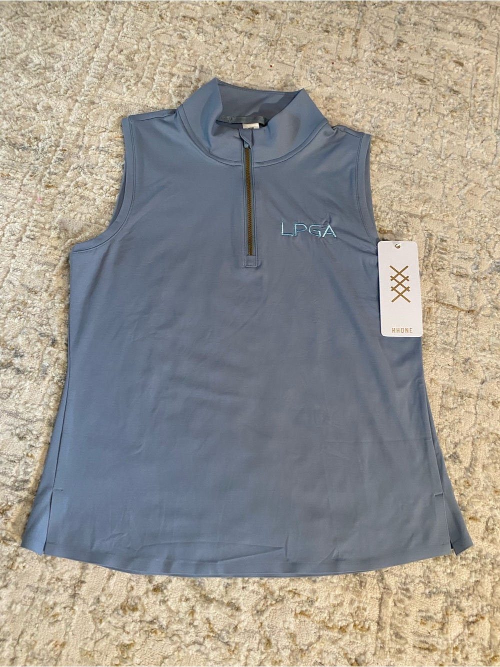 RHONE Sleeveless Course To Court LPGA Quarter-Zip MockTop - Slate Blue